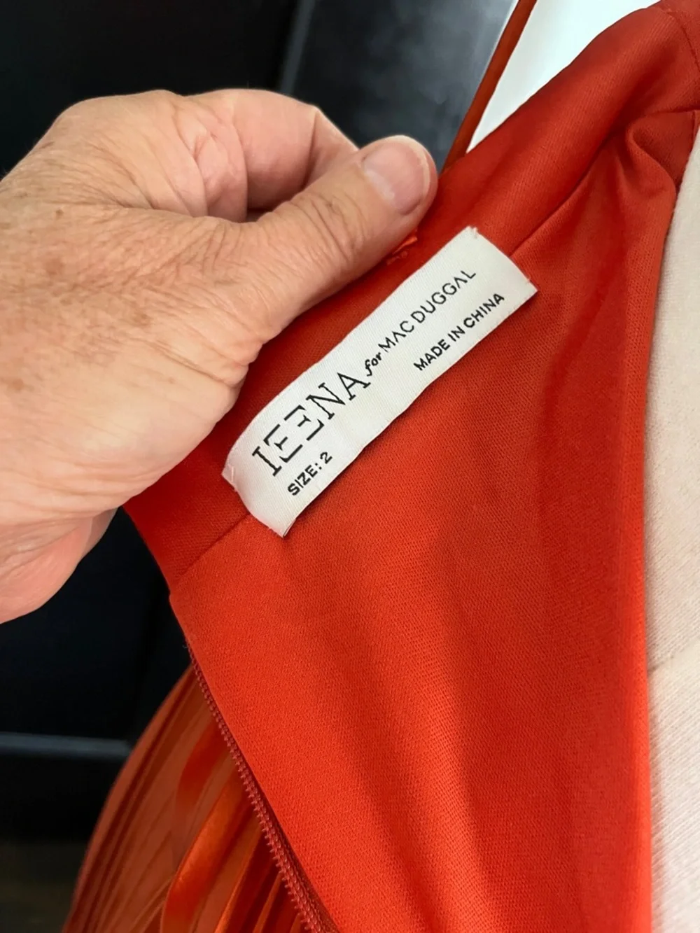 Mac Duggal Burnt Orange Pleated V-Neck Maxi Dress - Picture 7 of 7